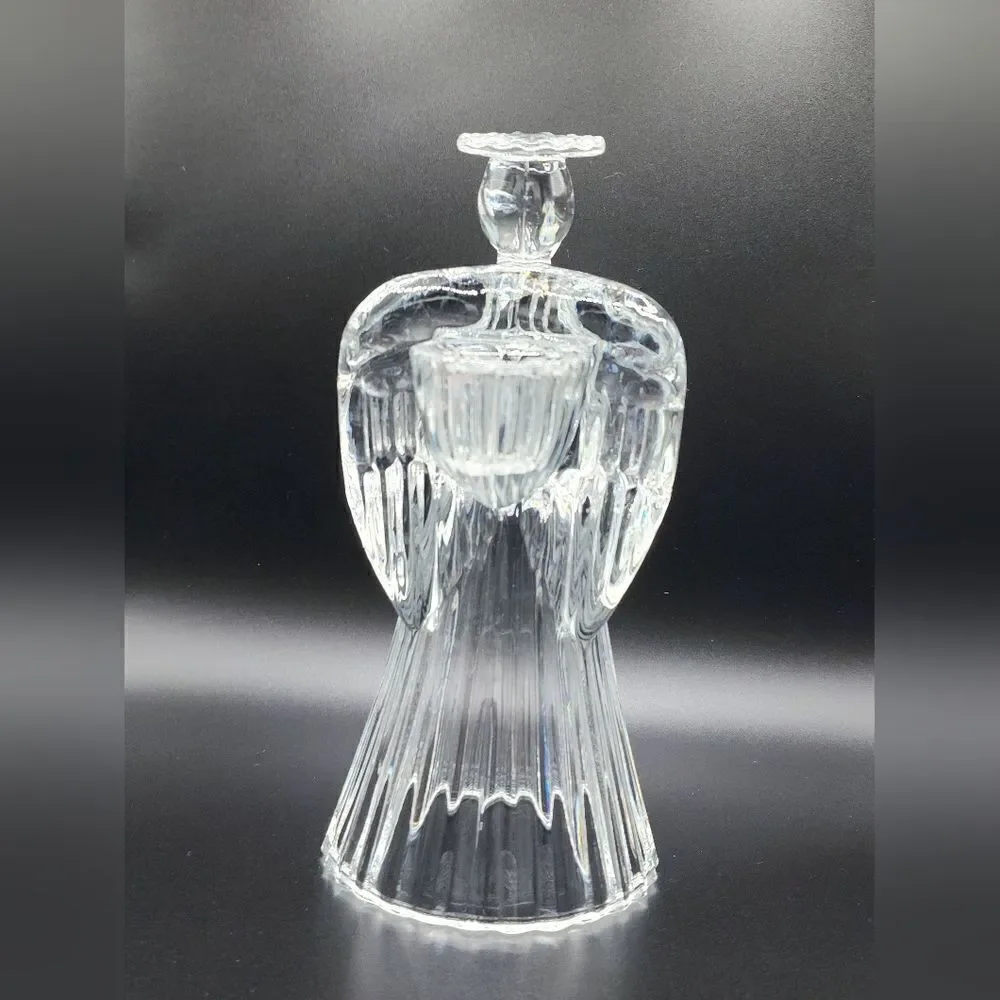 Vintage crystal angel candle holder